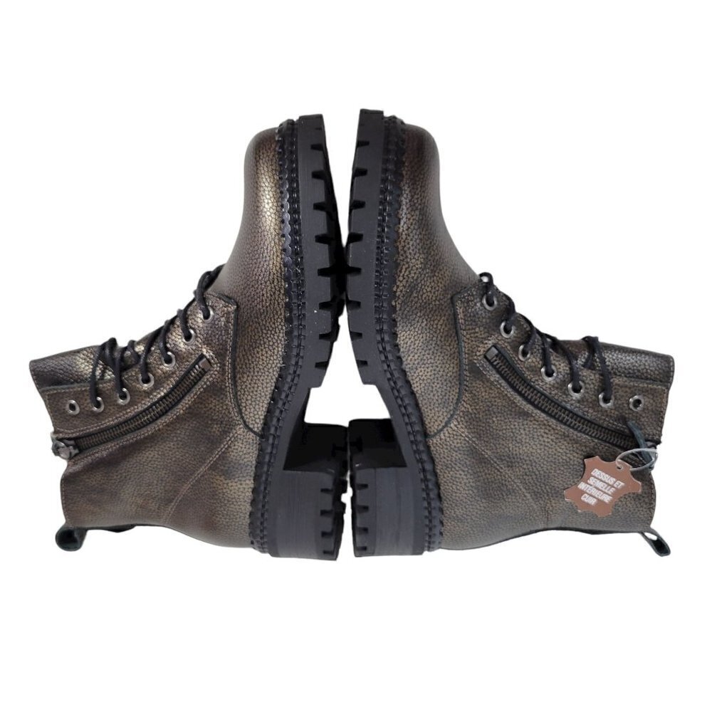Metallic Leather Combat Boots Black Women Size EU 36 US 6 - Picture 11 of 16